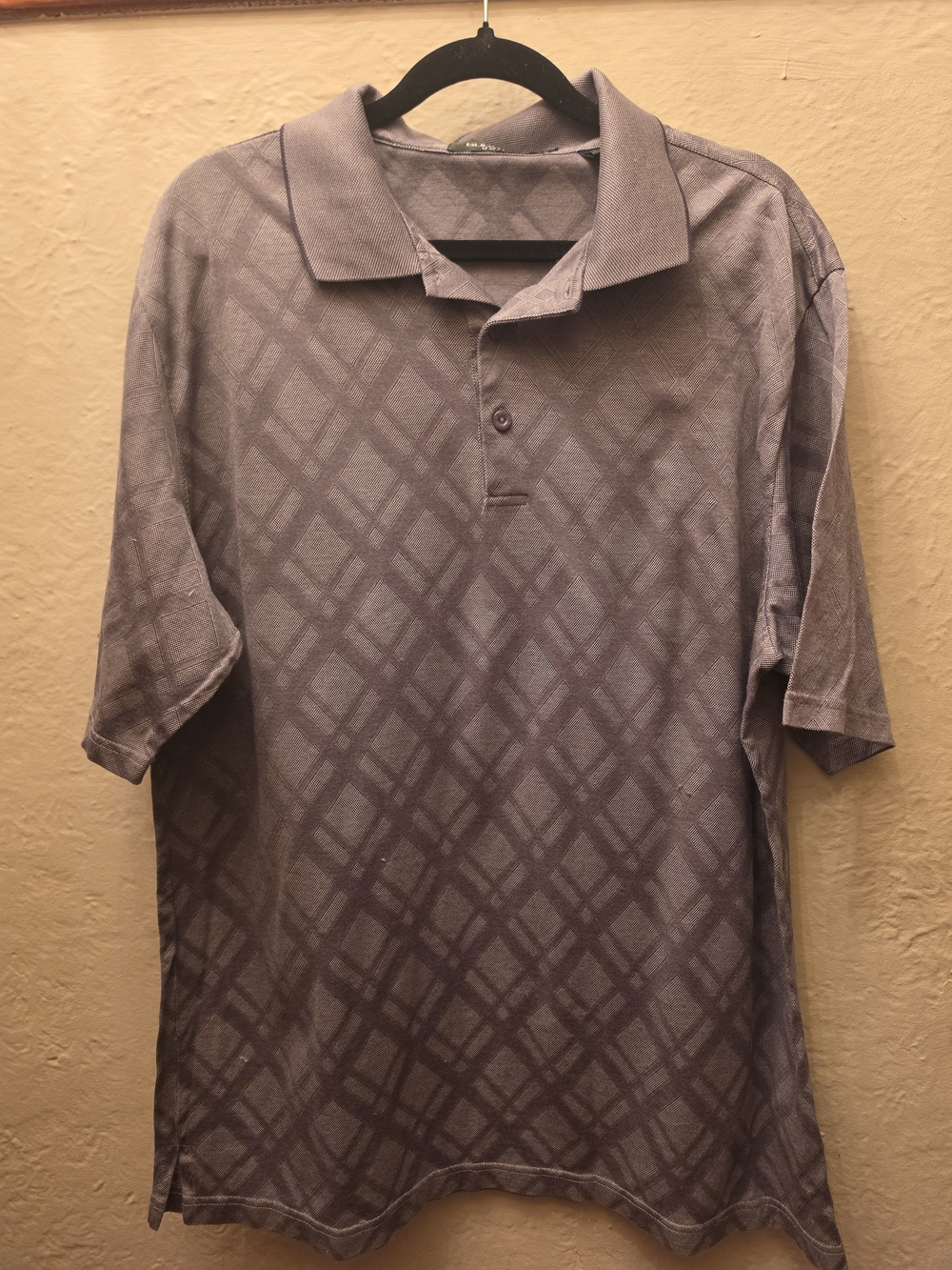 Bugatchi Uomo Men’s L Tonal Geometric Polo Shirt Retro 90s Style